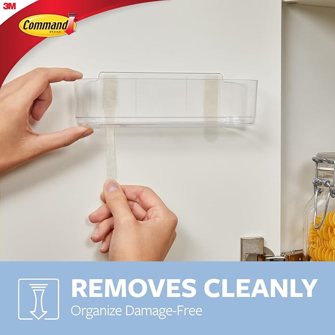 Command Medium Caddy, Holds up to 2 lb, 7.5" x 2.1" x 2.1", 1 Caddy with 4 Strips, Damage-Free Organization Wall Mount to Cabinet, Kitchen, Pantry, Closet, or Under Sink