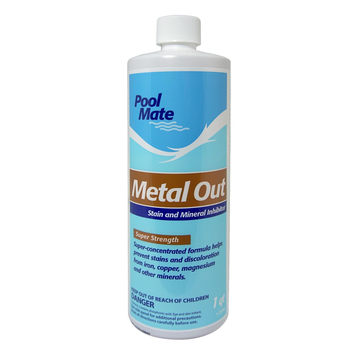 Pool Mate 1-Quart 2-Pack Concentrated Metal Out Stain and Mineral Inhibitor, Pool Metal Remover, Stain Remover, Made in USA