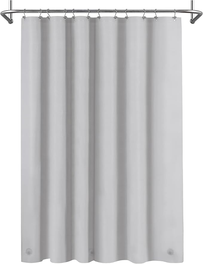 Mrs Awesome Grey Shower Curtain Liner with 3 Magnets, 72x72 Premium Flexible Sturdy Plastic Shower Curtain for Bathroom Lightweight & Waterproof, Light Gray