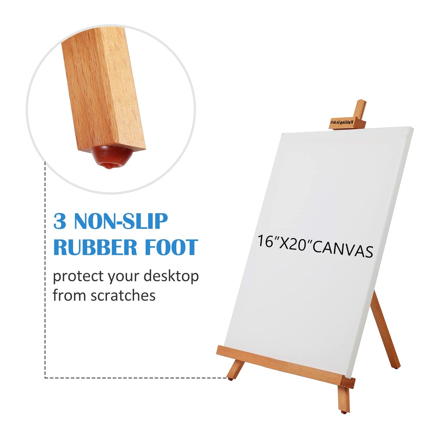 Falling in Art Beechwood 25" Tabletop Easel Display Stand for Painting - Holding Canvas Up to 22 1/2 Inches High, A-Frame Artist Tripod with Rubber Feet, Portable Photo and Sign Holder