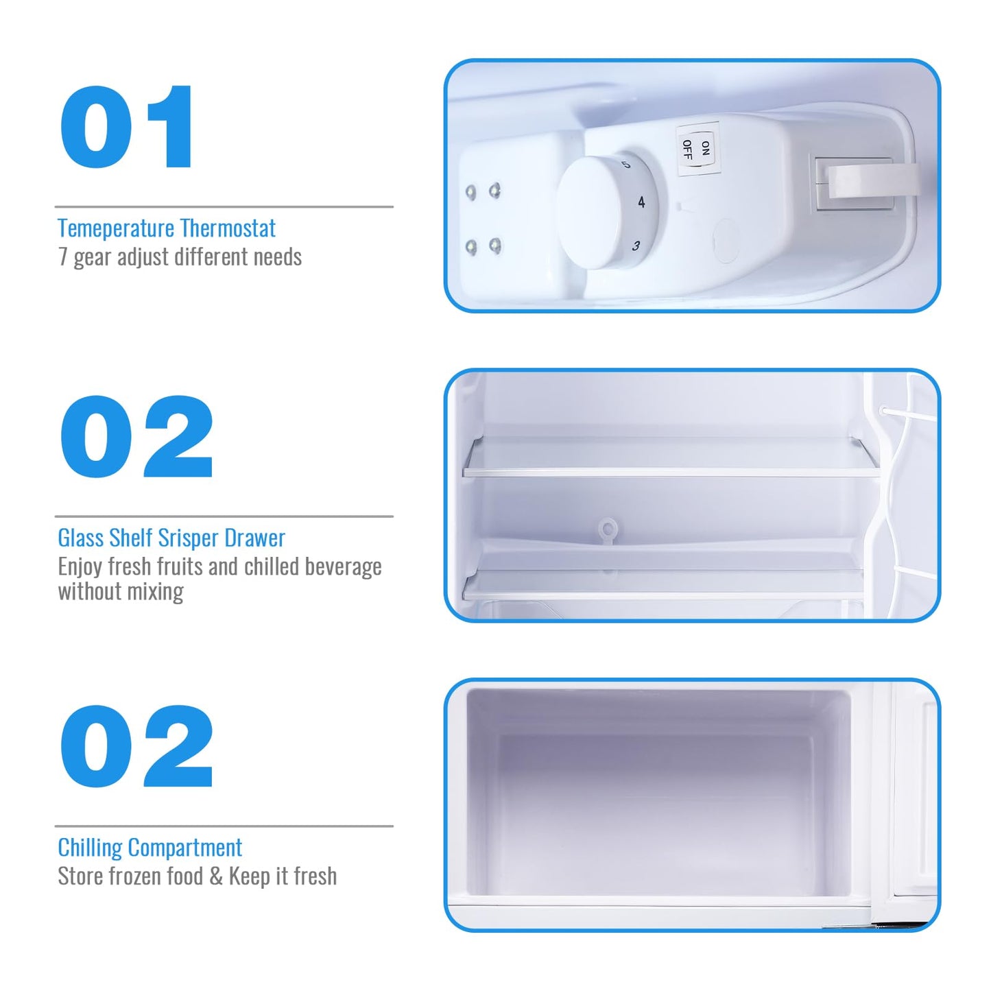 WANAI 3.5 Cu.ft Retro Mini Fridge with Freezer Small Retro Dual Door Refrigerator Freestanding Compact Refrigerator with Freezer 2 Door Mini Fridge for Bedroom, Dorm, Office Blue