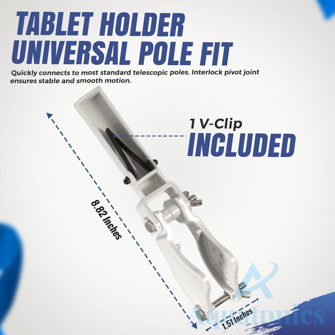 Aquatonics Heavy Duty Pool Tablet Holder – ABS and Stainless Steel Construction, EZ Clip Handle, Adjustable Wing Screw – Replaces 542068, Fits 3 Inch Tablets for Cleaning Stains with Telescopic Pole