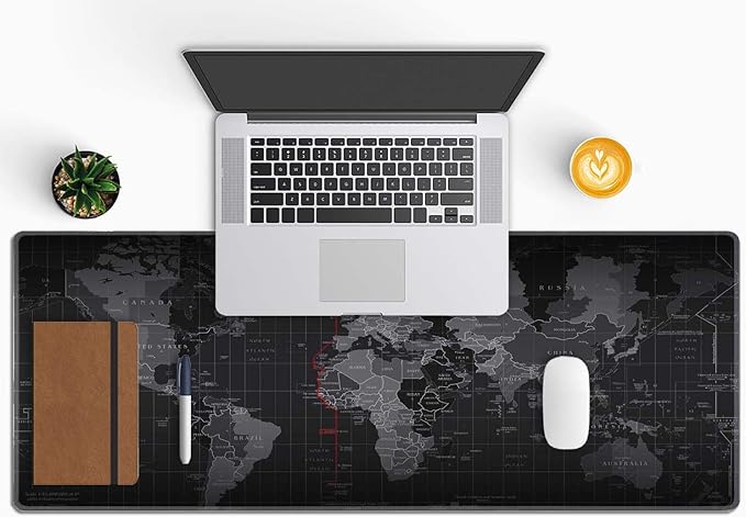 Large Mouse Pad Gaming Mousepad XL World Maps Desk Mat Mouse Pad Long 31.5x11.8 in Extended Big Cute Mouse Pad Waterproof Desk Pad with Non-Slip Base and Stitched Edges for Computer Keyboard