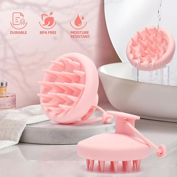 Scalp Massager Shampoo Brush, Scalp Scrubber with Soft Silicone Bristles, Scrubber Scalp Exfoliator for Dandruff RemovalÃ¯Â¼ÂHair Grouth,Wet Dry Hair Massager Brush for All Hair (Pink)