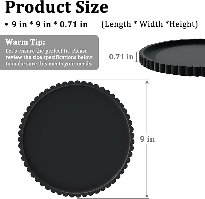 Silicone Bathroom Vanity Tray, Modern Round Decorative Tray for Countertop, Waterproof & Unbreakable Cosmetic Perfume Organizer, Extra-Thick & Sturdy, Easy to Clean Candle Tray (9 Inch, Black)