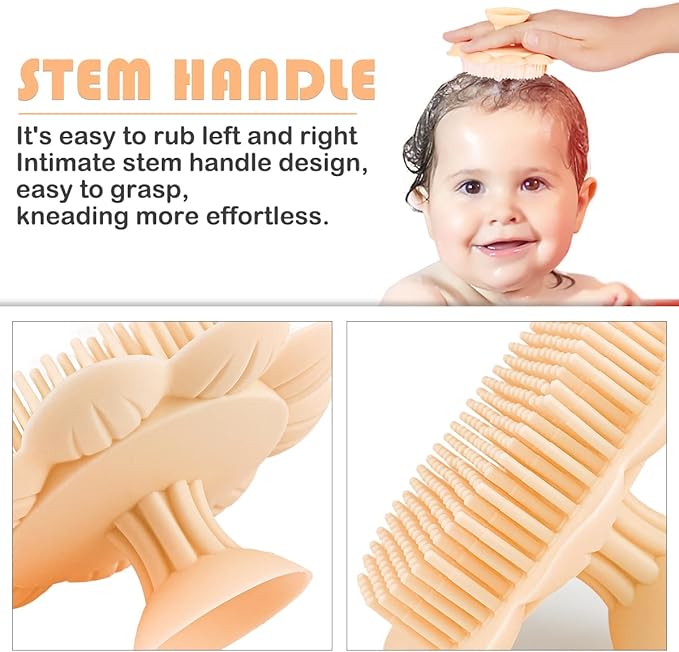 Baby Bath Silicone Brush Shower Scalp Brush Exfoliate and Massage Shampoo Scalp Scrubbie for All Hair Kid Newborn ToddlerÃ¯Â¼ÂYellowÃ¯Â¼Â