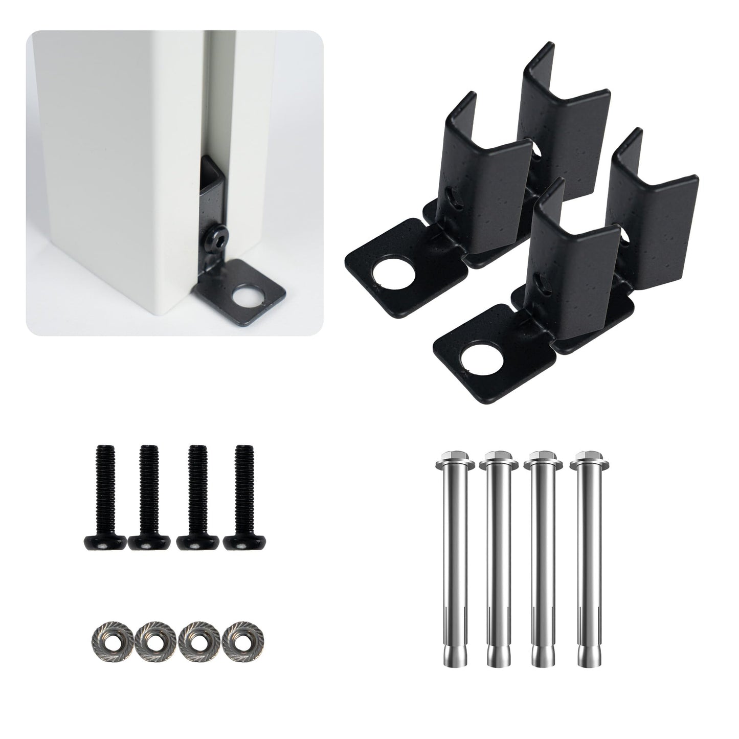 Kozyard Ground Mounting Kit for 2-Panel Privacy Screens – Perfect for Securing to Concrete – Helps Hide Clutter and Keep Your Outdoor Space Neat – Fits Both White & Black Panels
