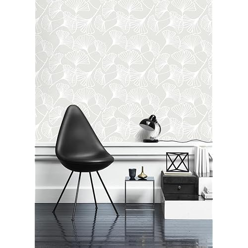 Peel and Stick Wallpaper Boho White and Grey Floral Wallpaper Boho Contact Paper Removable Vinyl Vintage Wall Paper Renter Friendly for Bedroom (17.7"x78.7")