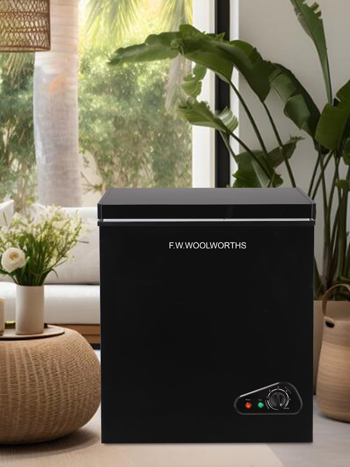 F.W.WOOLWORTHS 7.0 Cu.Ft Chest Freezer 7 Gears Temperature Control, Deep Freezer with Removable Basket, Compact Freezer for Kitchen, Home, Office, Garage, Basement-Black