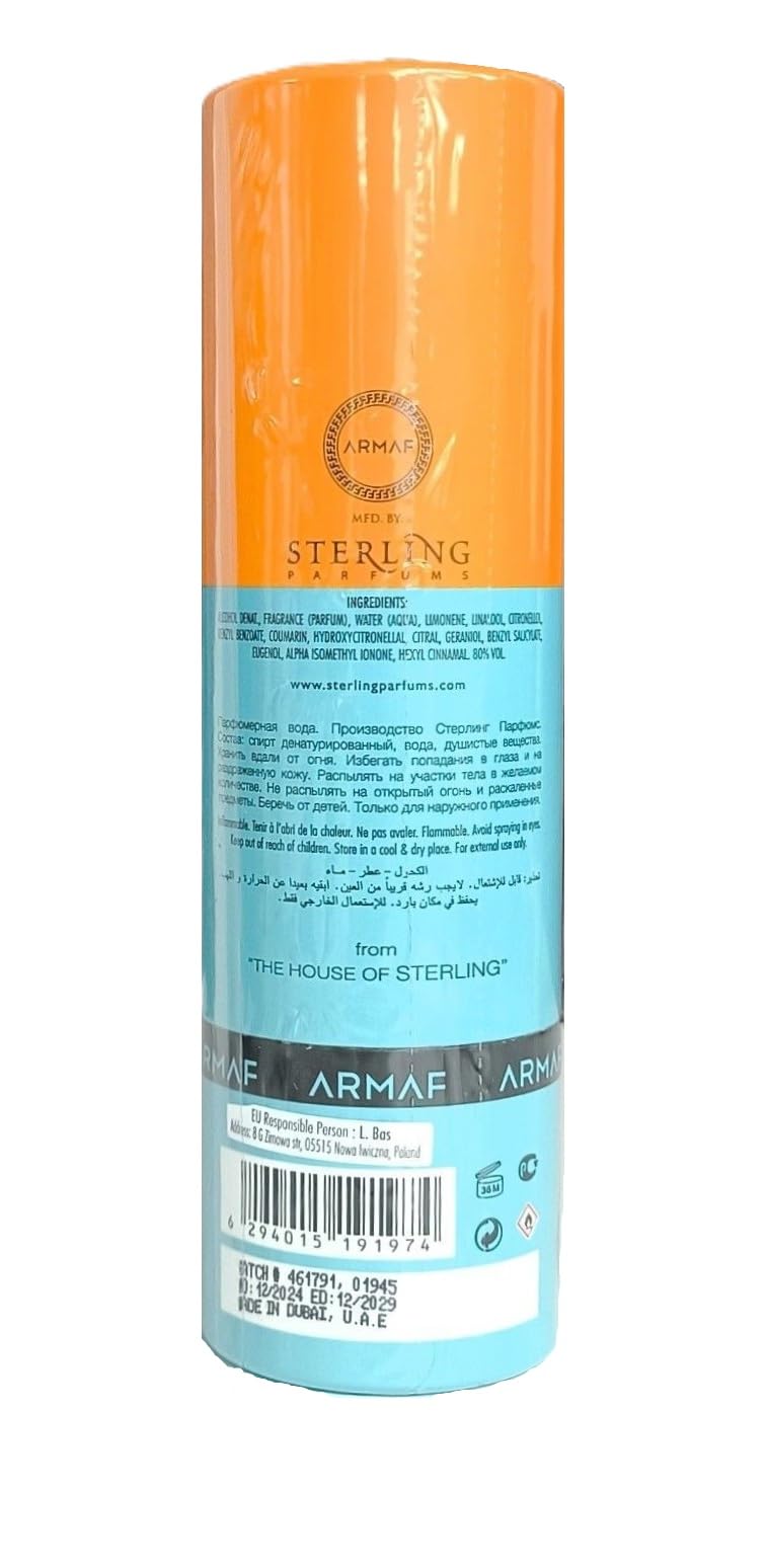 Armaf Odyssey Mandarin Sky – Citrus, Gourmand, Woody – Eau de Parfum Spray Long-Lasting Fragrance for Men, 0.34 Ounce / 10 ml