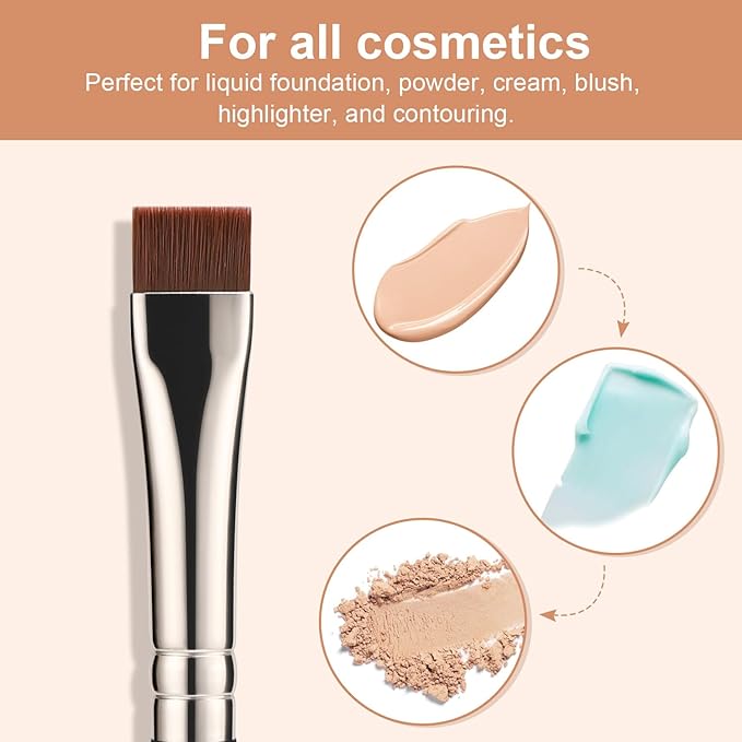 TEOYALL Thin Flat Eyeliner Brush, Precise Eyebrow Definer Brush, Concealer Brush for Cover Blemishes (Multifunctional Flat Brush)