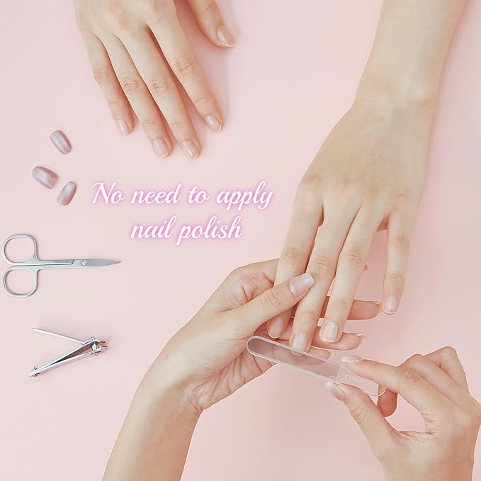 3PCS Glass Nail Files for Natural Nails - Reusable High-Quality Glass Nail File with Fine Abrasive Particles, Trims Shines and Buffs Nails, Safe Nail-Friendly Physical Polishing