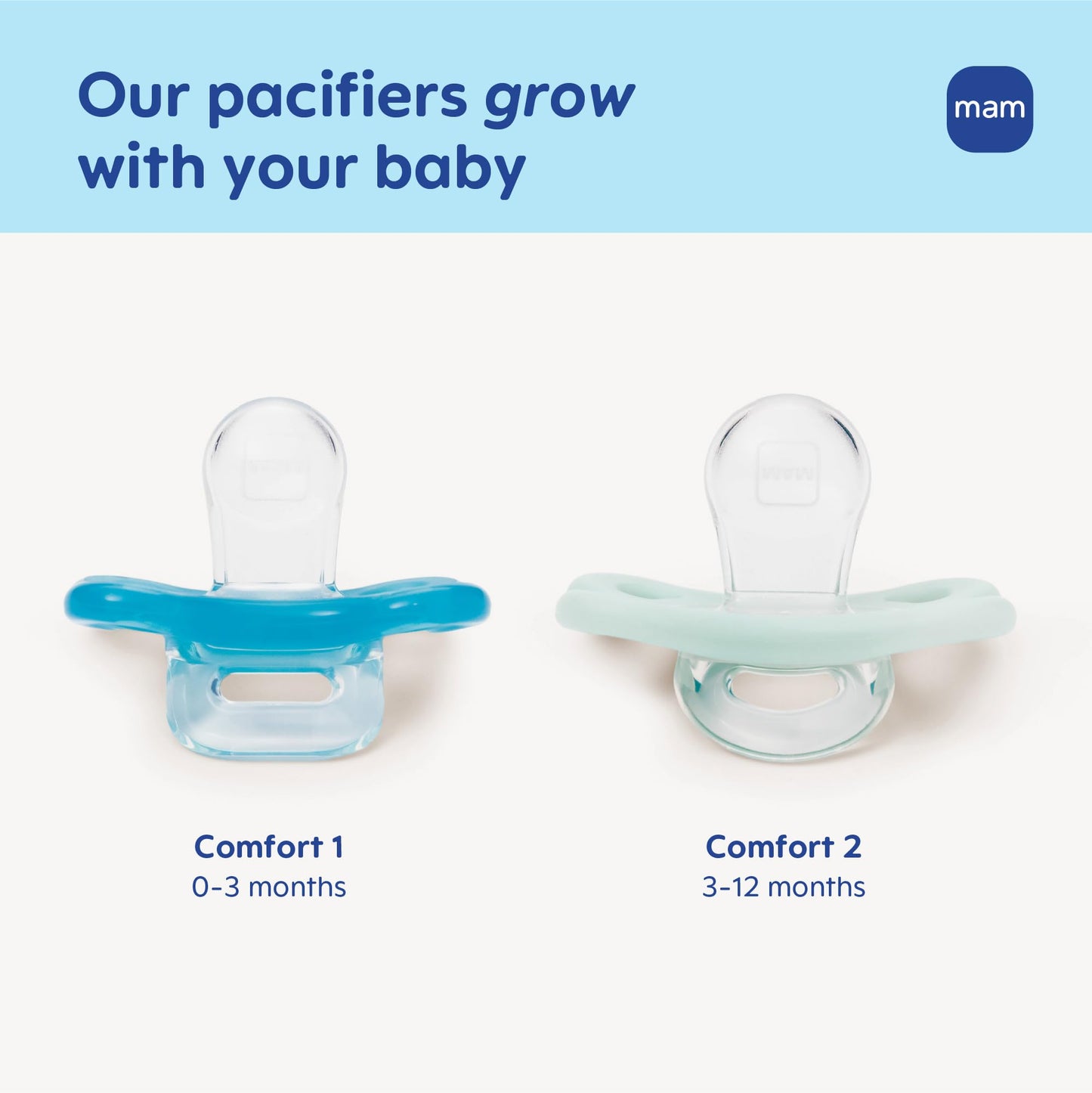 MAM Comfort Baby Pacifier 0-3 Months, Specially for Smaller Newborn Mouths, Lightweight One-Piece BPA-Free Silicone,Easy to Clean, Best for Breastfed Babies, 4 Pk, Made in Europe