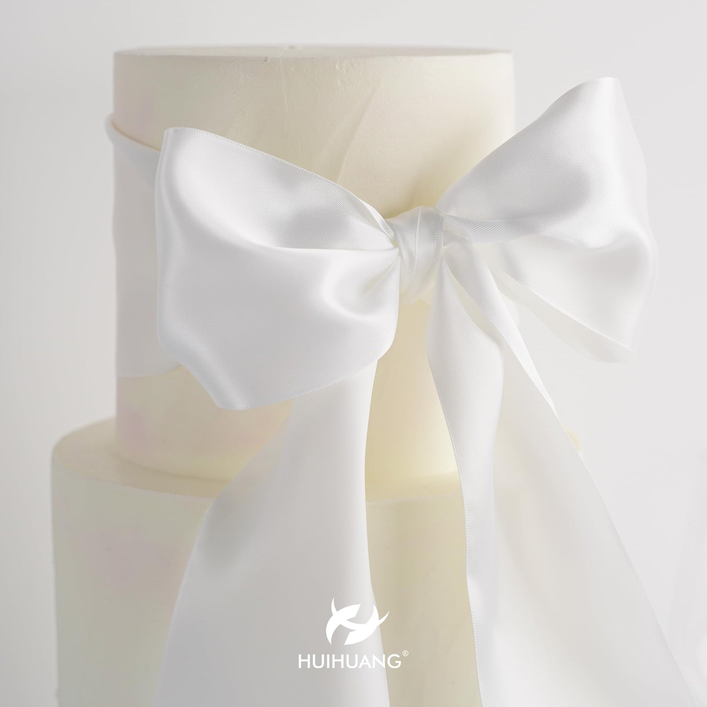 HUIHUANG White Satin Ribbon 4 inch Wide Double Faced Polyester Large Ribbon for Chair Sash Wedding Party Supplies Cake Decor Bows Making Flower Bouquet Sewing Crafts Gift Wrapping -10 Yards/Roll