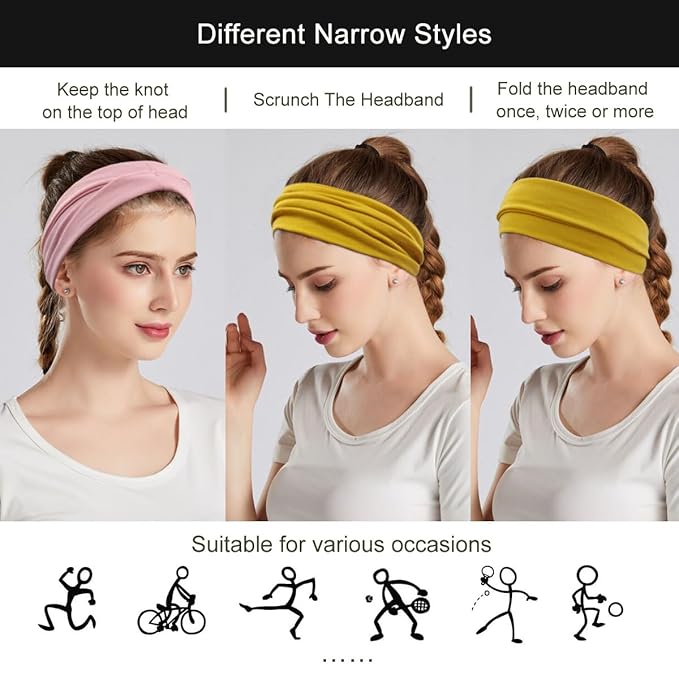 YONUF Fashion Headbands For Women Wide Headband Yoga Workout Head Bands Hair Accessories Band 6 Pack
