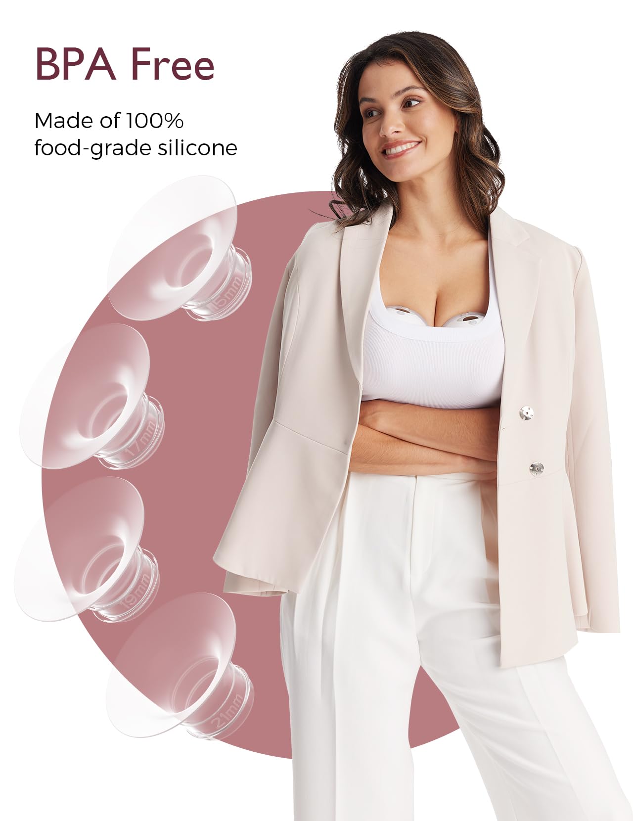 Momcozy M5| M6| M9 Original Replacement Accessories, Food-Grade Silicone & BPA Free, Original Breastfeeding Parts, Inserts 17mm, 4 Pack