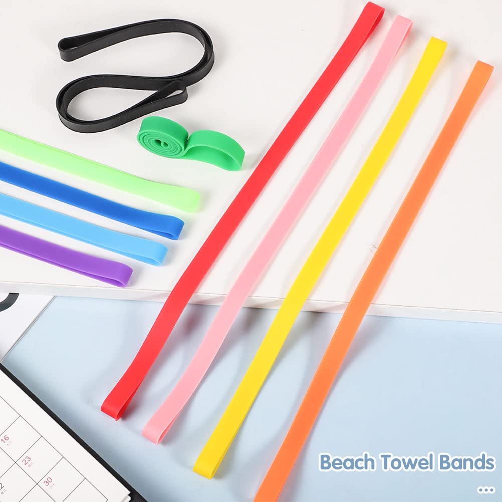 10 Pcs Beach Towel Bands Rubber Towel Clips for Beach & Cruise Chairs, Stretchable Towel Holder Chair Bands for Beach Cruise Vacation Essentials Outdoor Gear Packing (0.4×12Inch)