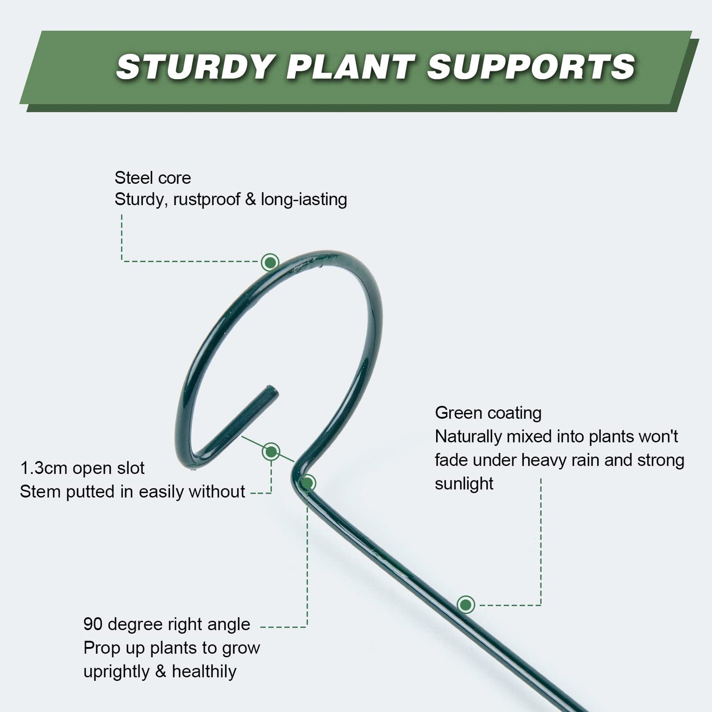 Joyhalo 12 Pack Plant Support Stakes 36 Inches, Plant Stakes, Flower Stakes with 24 Twist Ties, Garden Sticks for Plants Hibiscus, Sunflower, Red Hot Poker, Hydrangea, Tomato, Sapling Etc