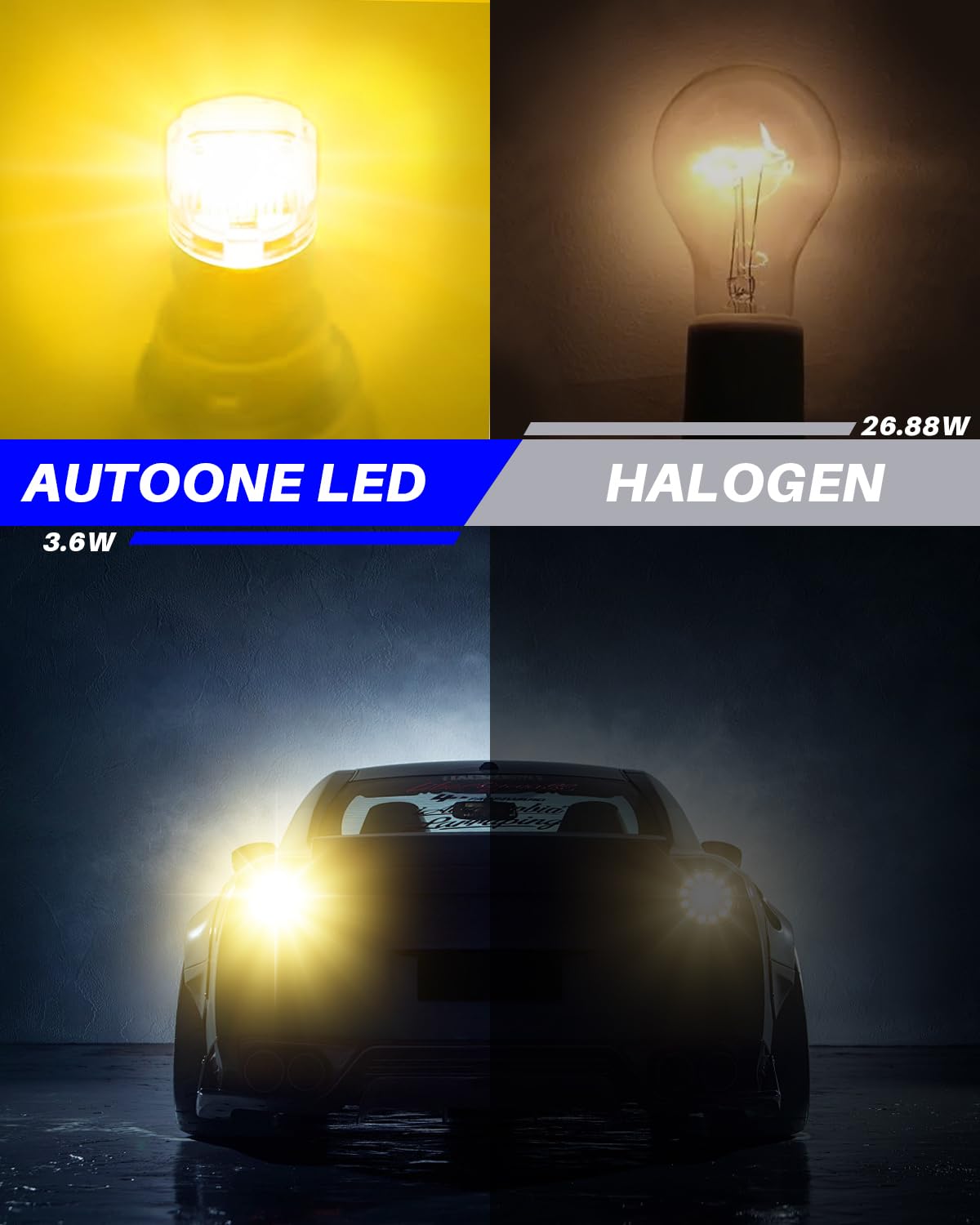 AUTOONE Upgraded 1157 LED Bulb Amber Yellow, 700% Brighter 1157A 2057 2357 7528 BAY15D LED Replacement with Projector for Blinker Turn Signal Tail Brake Parking Marker Running Lights, Pack of 2