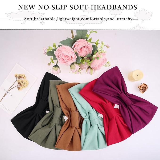 Kachanaa 6 Packs New Wide Headbands for Women's Hair,Non-Slip Soft Elastic Bandeau Hair Bands Makeup Yoga Workout Running Sweat Hair Wraps Fashion Hair Accessories