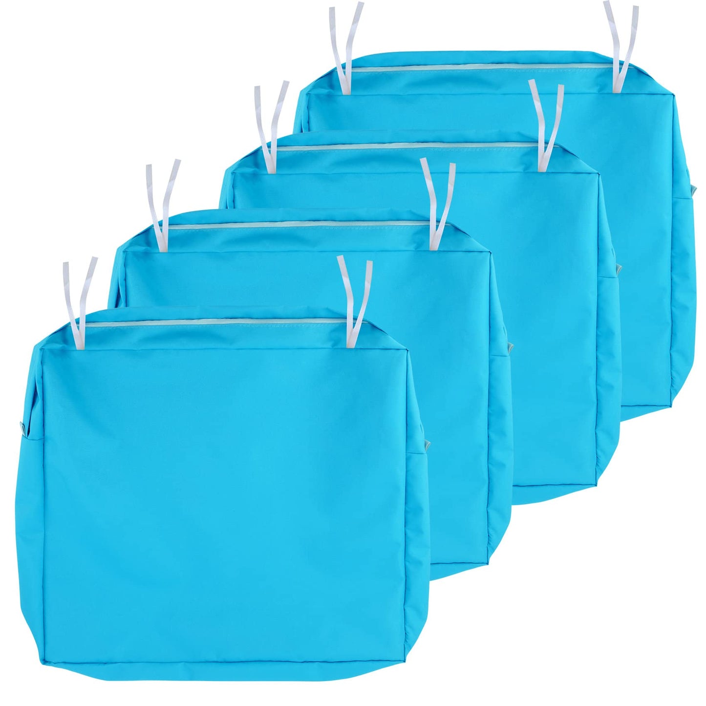 NettyPro Patio Cushion Covers Replacement Set 4 Water Repellent UV Resistant Outdoor Chair Seat Cushion Slipcover with Zipper and Tie, 22 x 20 x 4 Inch, Peacock Blue