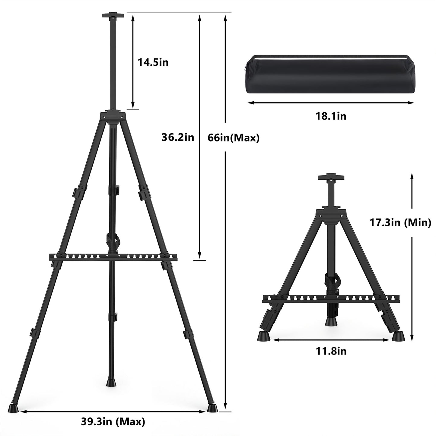 Easel Stand for Sign, Hemndic 66" Easels Stand for Painting Heavy Duty, Portable Travel Easel for Display (4 Pack)