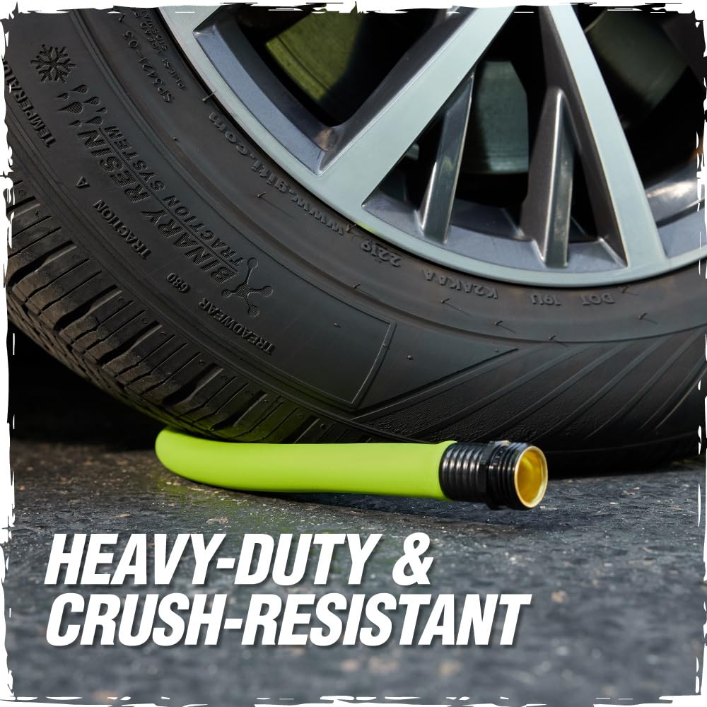 RUGGED RHINO Heavy Duty Garden Hose 25ft x 5/8in, Anti-Kink and Leakproof, Durable 4-Layer Construction, 500 PSI Burst, All Weather Outdoor Watering for Lawn, Garden, Flowers, Green and Black
