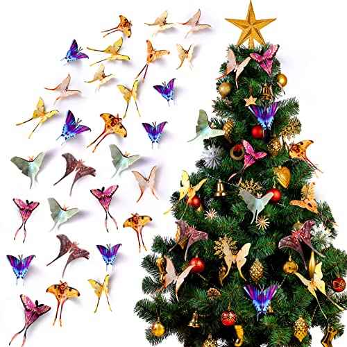 Rtteri 63 Pcs 3D Butterfly Moth Wall Decor Butterfly Wall Stickers Butterflies Decals Removable Double Sided Decal Reusable Mural Stickers Set Fairycore Moth for Party Wedding Room Christmas Decor