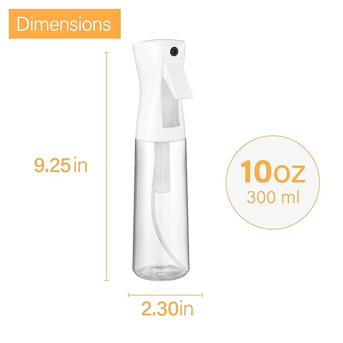 2 Pack Continuous Spray Bottle for hair - 10 Oz Ultra Fine Mist Sprayer | Water Spray Bottle For Hair Mister Spray Bottle | Hair Spray Bottles For Hairstyling, Cleaning, Salons (2pk 10oz)
