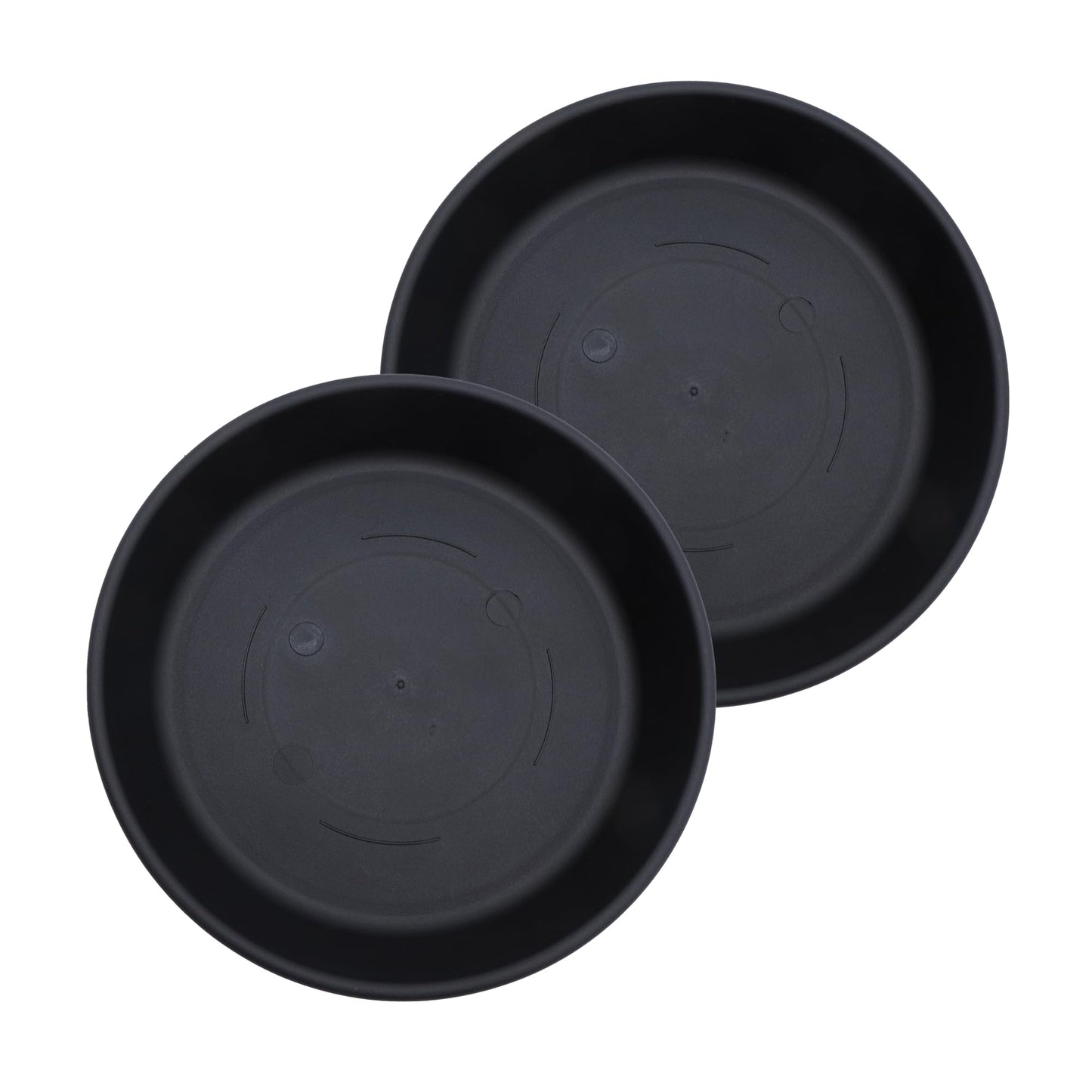 The HC Companies 14 Inch Classic Round Plant Saucer, Lightweight UV-Resistant Plastic Outdoor & Indoor Flower Pot Tray, 2-Pack Plant Pot Trays for Garden & Home Decor, Black