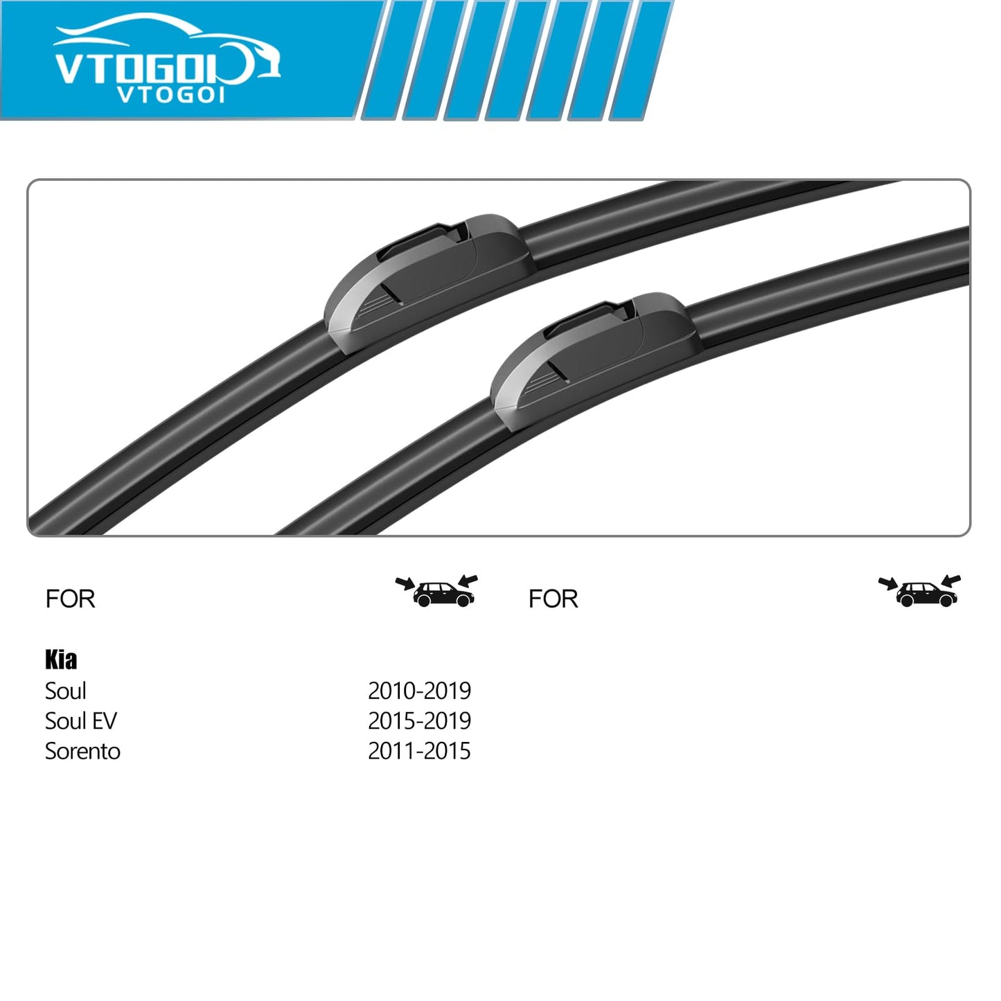OEM Windshield Wiper Blades Replacement for Kia Sorento 2011-2015 Soul 2010-2019 Soul EV 2015-2019, All Weather Original Factory Quality Front & Rear Wipers Set 24"+20"+11" (Pack of 3)