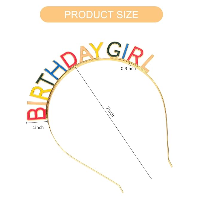 CIEHER Birthday Girl Crown Rainbow Birthday Headband for Women Girls Bday Decorations