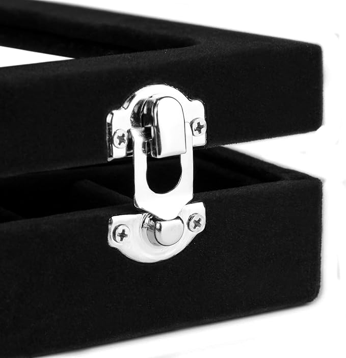 Velvet Jewelry Box 24 Grid Jewelry Earrings Display Organiser Box Ring Tray Holder Earrings Storage Case for Girls Women Wife Mom (Black)