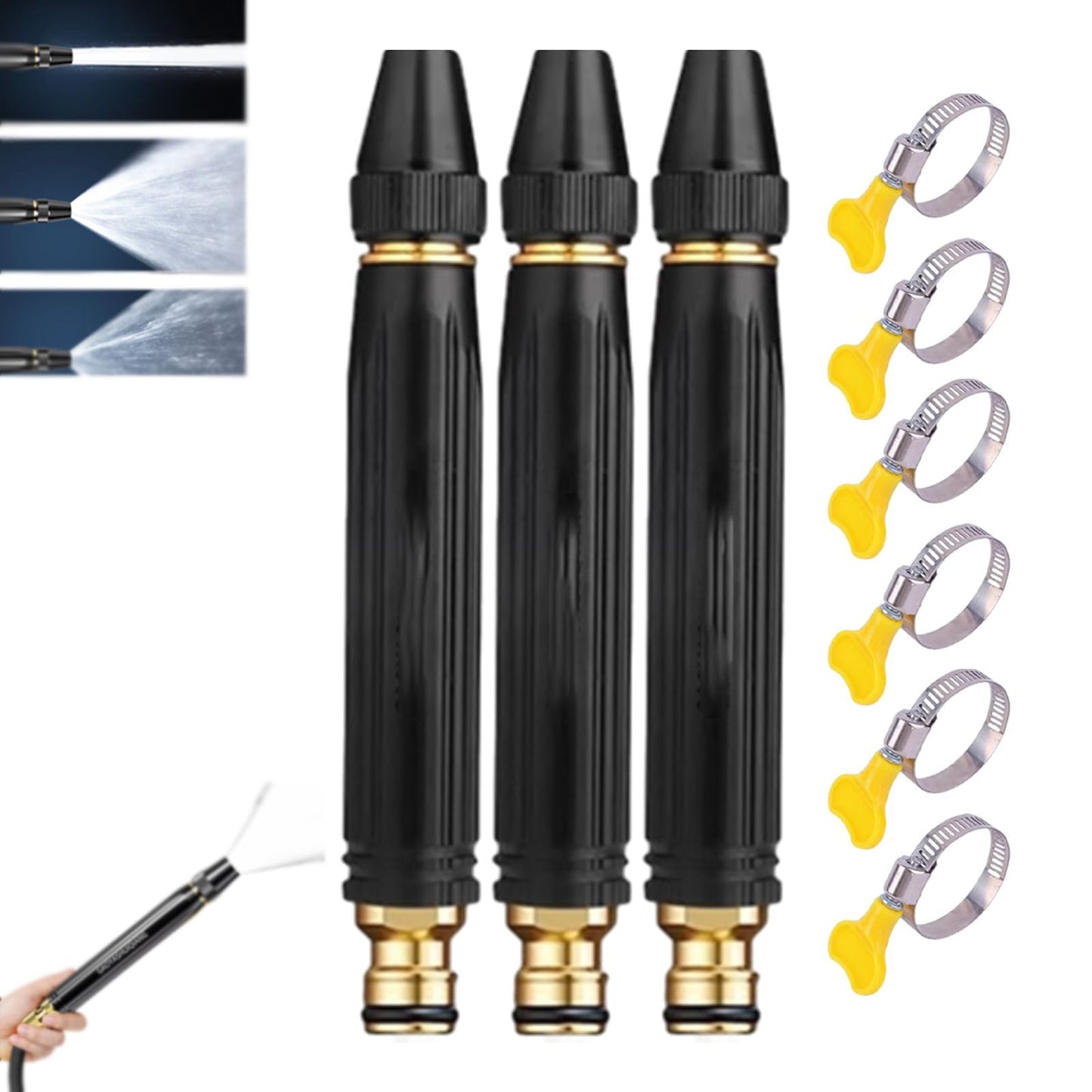 Home High-Pressure Car Wash Water Gun with Booster Nozzle, Home High-Pressure Car Wash Water Gun with Booster Nozzle and Hose, for Watering Plants and Vegetables, and Car Washing (3PCS)