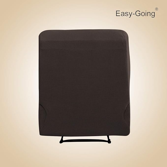 Easy-Going Recliner Stretch Sofa Slipcover Sofa Cover 4-Pieces Furniture Protector Couch Soft with Elastic Bottom Spandex Jacquard Fabric Small Checks(Recliner,Chocolate) Large