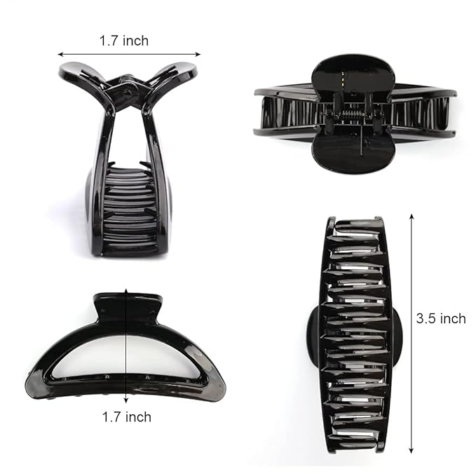 Canitor 4Pcs Women's Hair Claw Clips - Semicircle Acrylic Clips for Thick, Thin and Medium Hair