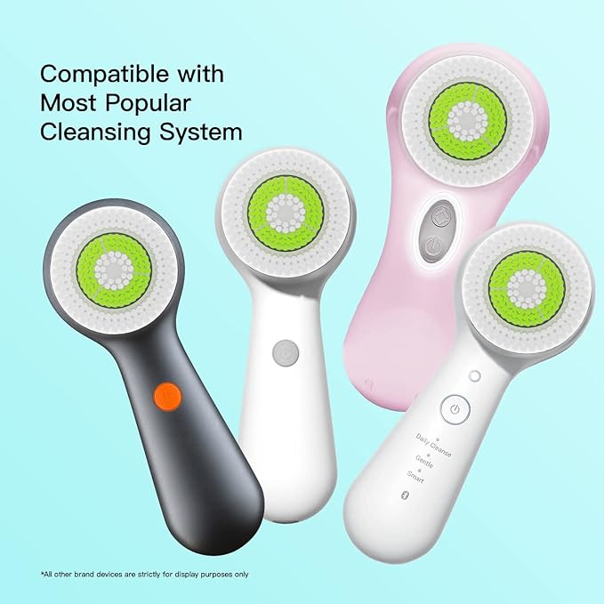 Brushmo Brush Head Replacements Compatible with Clarisonic Mia 1, Mia 2, Mia Fit, Alpha Fit, Smart Profile Uplift and Alpha Fit, Acne Cleansing Facial 4 Pack (Acne Cleansing)