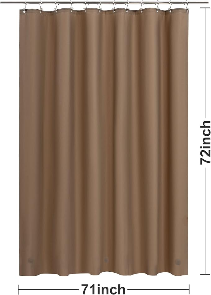 Barossa Design Brown Shower Curtain Liner - Premium PEVA, BPA & PVC Free, No Chemical Smell, Lightweight Standard Size Shower Curtain with 3 Magnets, Metal Grommets - Brown