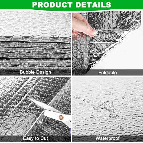 8P Garage Door Insulation Panels Kit 0.24"T Double Bubble Reflective Aluminum Foil 6MM Sheet Thermal Pre-Cut Insulation Shield 120 Tapes Winter Clod and Summer Heat for Attic Garage Wall (20.5" x 54")