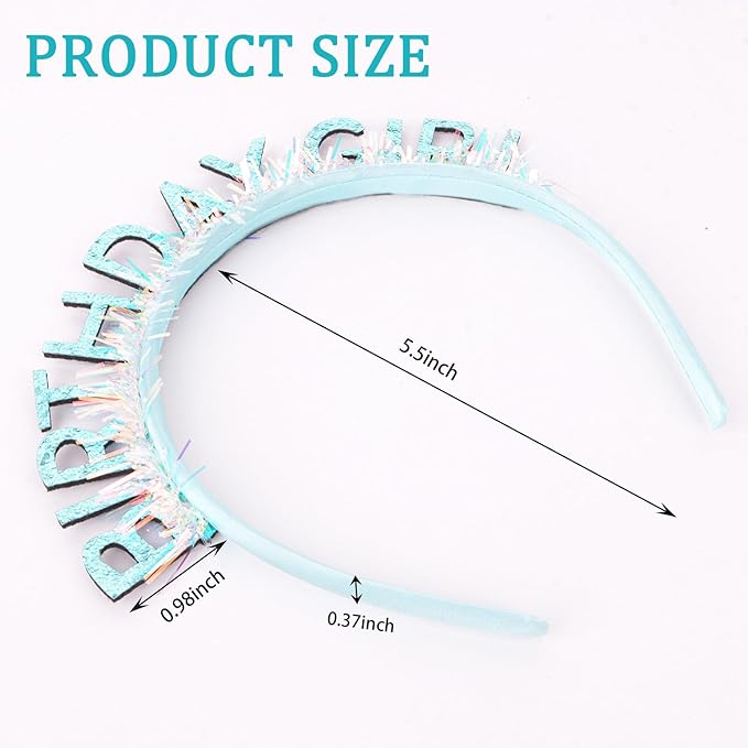 CIEHER Blue Birthday Girl Headband Birthday Crown for Women Girls