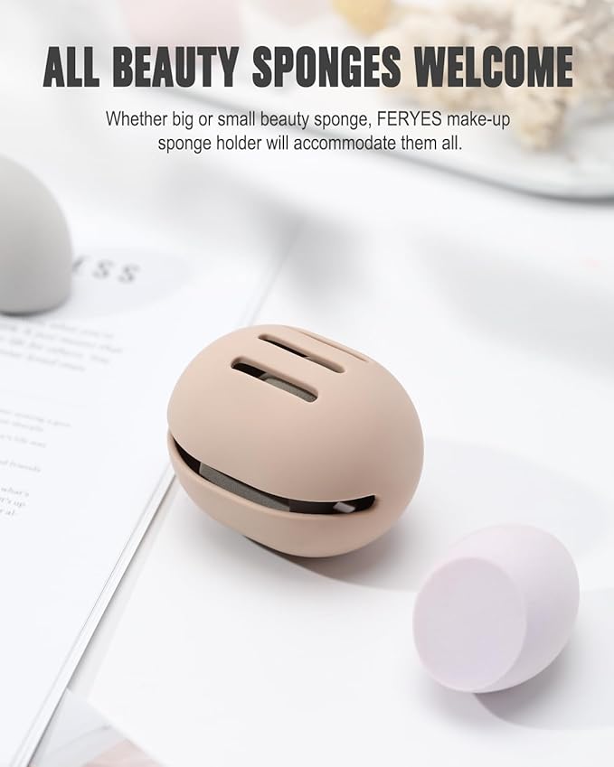 FERYES 2 PCS Makeup Sponge Holder Ã¢ÂÂ Shatterproof Eco-Friendly Silicone Beauty Make Up Blender Case for Travel