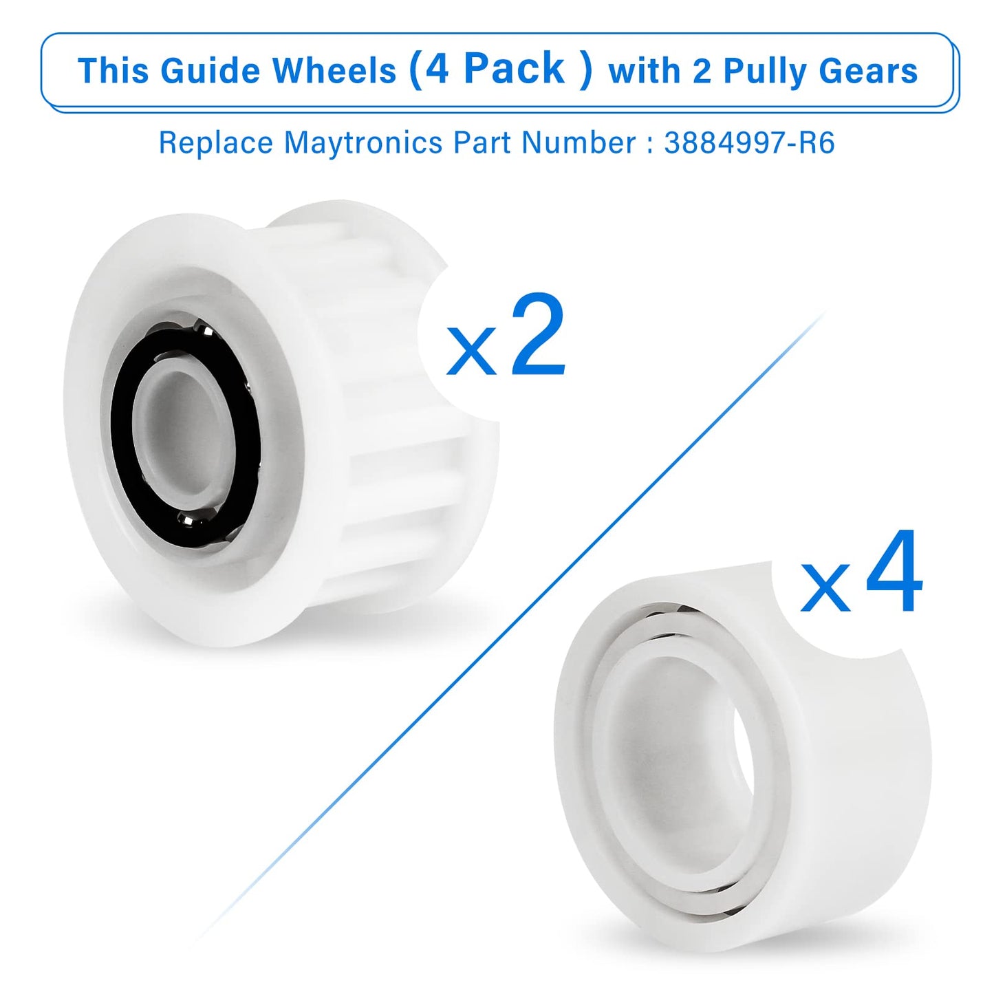 Pokin Pool Cleaner Accessories, The Climbing Ring Replacement 6101611-R4, Timing Track 9985006-R2 and 3884997-R6 Guide Wheels Pulley Gears Combo Kits for Maytronics Dolphin Nautilus cc Plus Parts