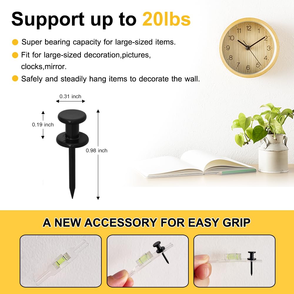 FUZANWJ 50Pcs Double Headed Picture Hanging Nails, Thumb Tacks for Wall Hanging, Picture Hangers, Renter Friendly Decor Picture Hanging Kit for Drywall or Wooden Wall Home Office Photo Decorations
