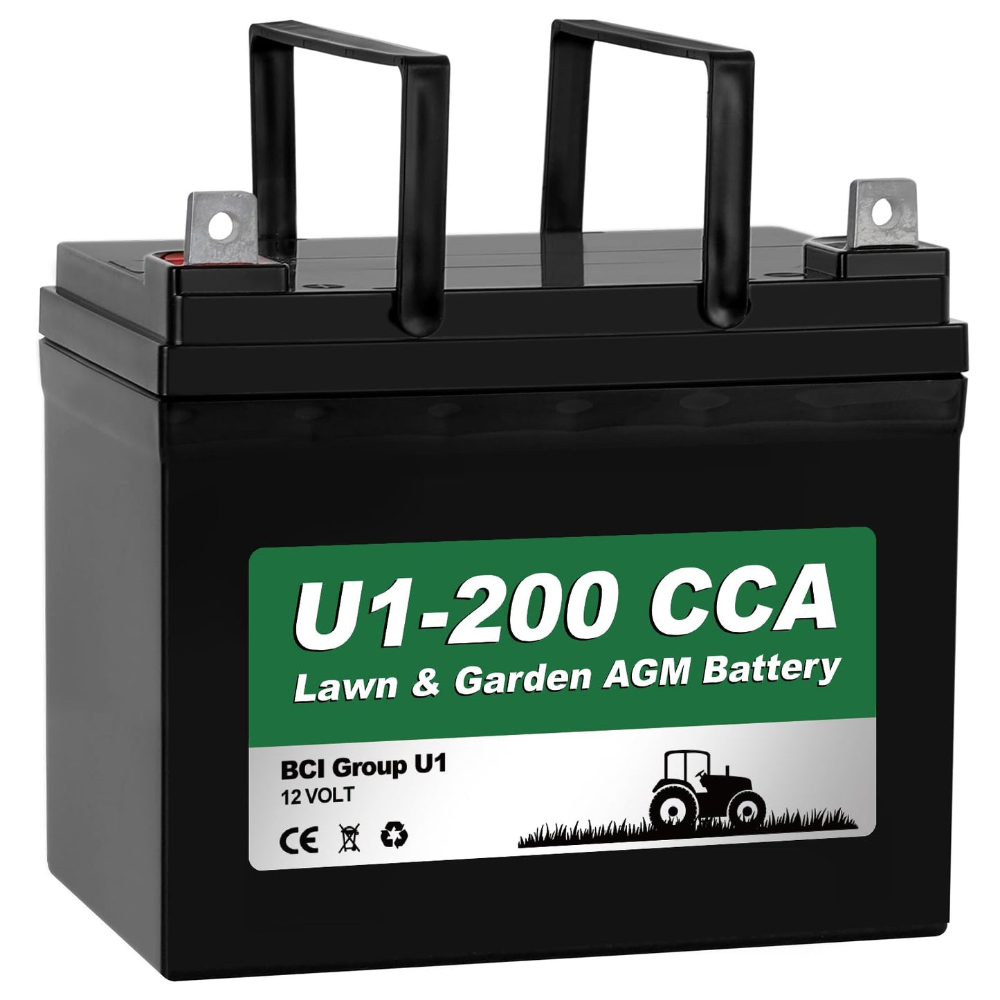 WEIZE Lawn Garden AGM Battery, 12V 200CCA BCI Group U1 SLA Starting Battery for Lawn, Tractors and Mowers, Compatible with John Deere, Toro, Cub Cadet, and Craftsman