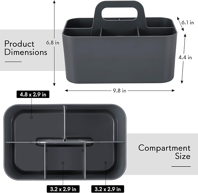 Tiawudi Multipurpose Caddy Organizer, Plastic Caddy with Handle, Stackable Desk Organizer for Stationery, Marker and Pencil, Office Supplies Organizer, Dorm Caddy