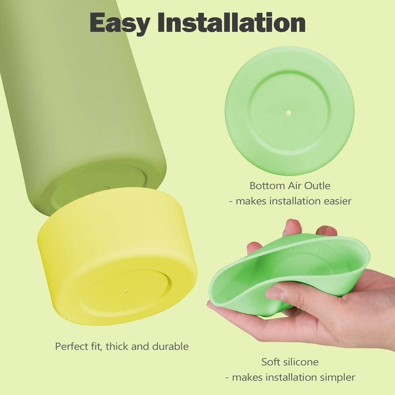 Kaitiaki 2PCS Silicone Boot for Owala 24oz FreeSip Water Bottle, Anti-Slip Scratch-Resistant Bottom Sleeve, Protective Sports Bottles Accessories, BPA-Free (Keylime+Sunny Yuzu)