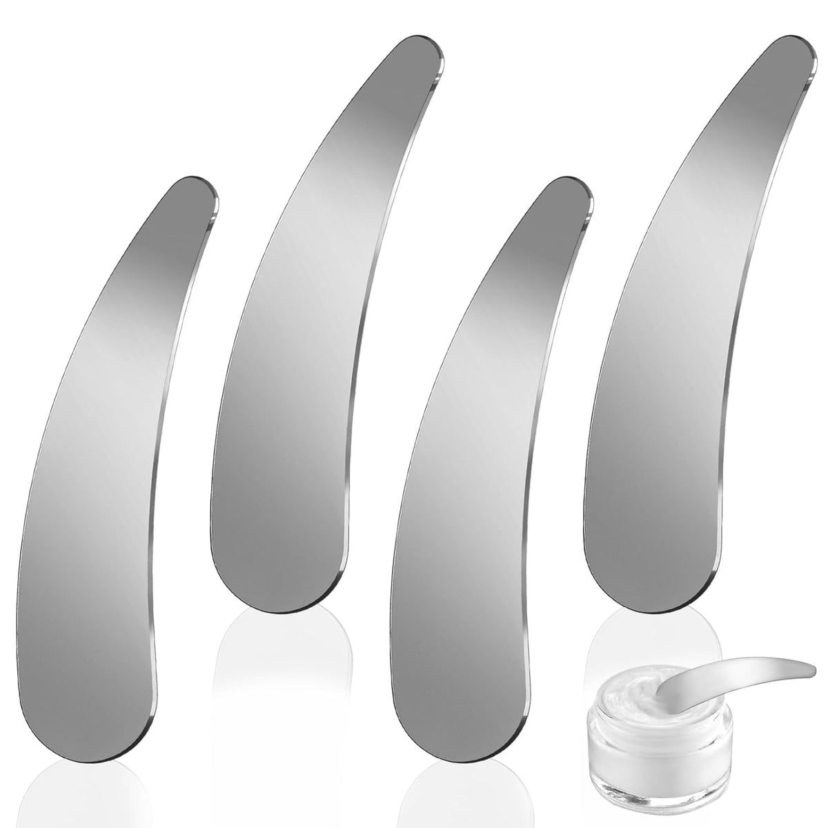 2Pcs Mini Metal Cosmetic Spatulas, Skincare SpatulaMixing and Sampling Makeup Beauty Tools for Skin Care Creams, Eye Cream, Essences Beauty Accessories(4PCS)