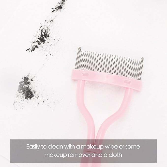 2 Pcs Eyelash Separator Tool Mascara Brushes Eyelash Comb Separator Definer Lash Comb for Combing, Separating Lashes - Light Pink