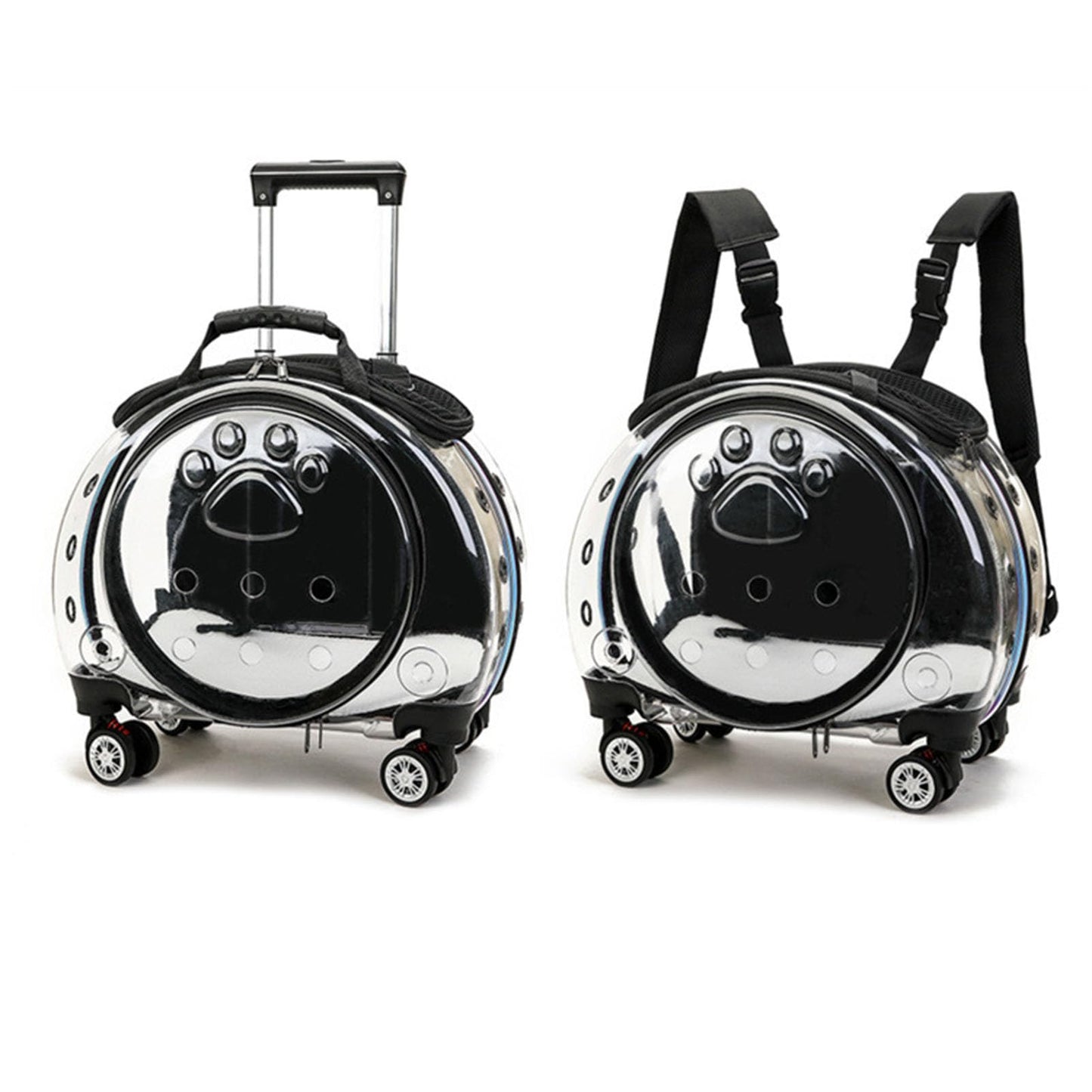 gihusrzx Pet Trolley Case with Upgraded Detachable Silent Wheels, Clear Ventilation Holes Cat Dog Carrier, Cat Dog Carrier with Telescopic Handle, Perfect for Traveling/Taking a Walk Black