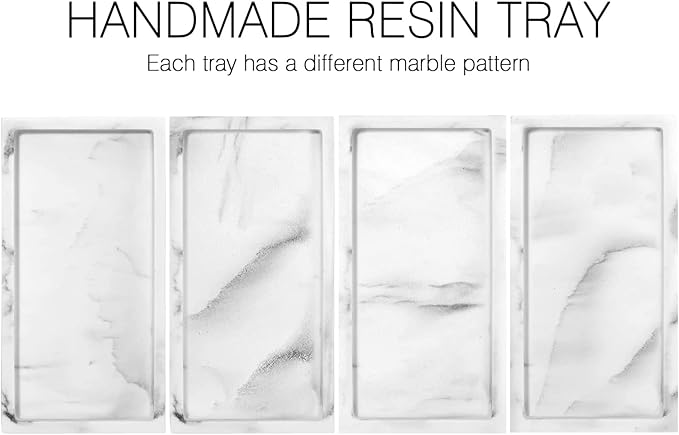Luxspire Bathroom Vanity Tray, 8 x 4 inch Resin Dresser Jewelry Ring Dish Tank Storage Kitchen Sink Countertop Organizer Plate Holder for Perfume Soap Towel Bathroom Accessories, Mini, Gravel White